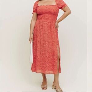 Reformation Inka Smocked Midi Dress, XS